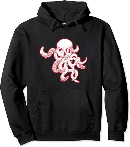 Roter & weißer Totenkopf Krake Pullover Hoodie: Amazon.de: Bekleidung